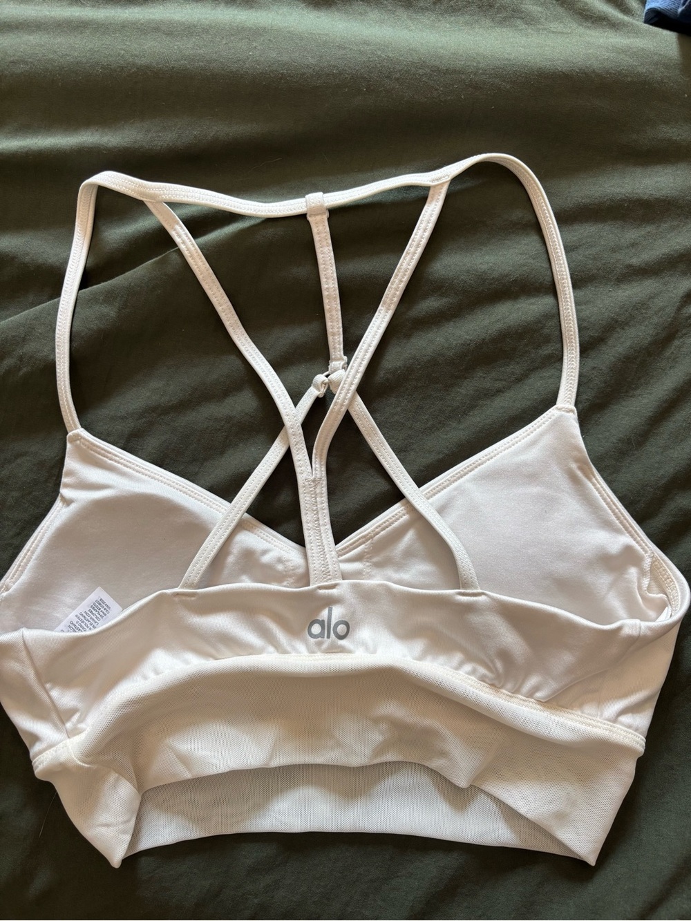 ALO Yoga White Strappy Back Sports Bralette - Picture 2 of 3
